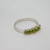 Sterling Silver 5 Stone Peridot Half Eternity Band Ring Modern c1990 Size Q 1/2