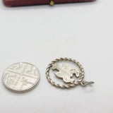 Sterling Silver Cancer the Crab Zodiac Charm Pendant Vintage c1970
