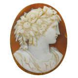 Victorian Large Carved Shell Classical Goddess Cameo Antique c1850s