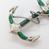 Victorian Scottish Sterling Silver Large Fouled Anchor Brooch Antique c1860s