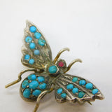 Austro-Hungarian .800 Silver & Turquoise Insect Bug Brooch Antique c1880s