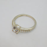 Sterling Silver Sparkling CZ Offset Band Dress Ring Vintage c1990 Size M 1/2
