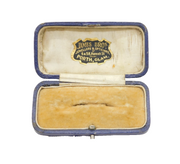 Victorian Blue Tooled Leather Jewellery Box 'Porth, Glam' Antique c1890s
