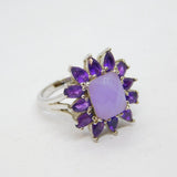 Sterling Silver Clean & Rough Cut Amethyst Dress Ring Vintage c1970 Size R 1/2