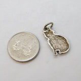 Sterling Silver Sitting Cat Charm Pendant Vintage c1970s