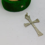 Sterling Silver Textured Patterned Cross Charm Pendant Vintage c1970