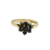 Sterling Silver 7 Sapphire Cluster Dress Ring Vintage 1982 Birmingham Size I 1/2