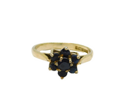 Sterling Silver 7 Sapphire Cluster Dress Ring Vintage 1982 Birmingham Size I 1/2