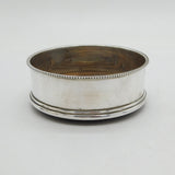 20th Century Sterling Silver & Turned Wood Bottle Coaster Vintage London