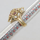 Sterling Silver 9 Garnet Domed Statement Ring Vintage 1975 London Size L 1/2