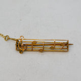 Victorian 9ct Yellow Gold Musical Note Score Brooch Antique c1880s