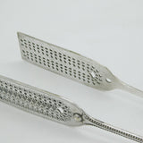 Victorian Silver Plated Beaded Pattern Asparagus Tongs Antique c1890