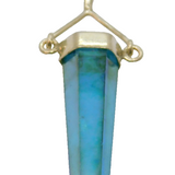 Sterling Silver Blue Glass Pointed Drop Charm Pendant Vintage c1970
