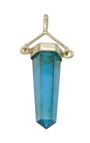 Sterling Silver Blue Glass Pointed Drop Charm Pendant Vintage c1970