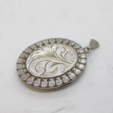Sterling Silver Floral Pattern Locket Pendant Vintage 1973 Birmingham