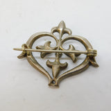 Victorian Sterling Silver & Paste Set Floral Brooch Pin Antique c1880s
