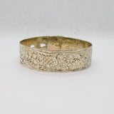 Sterling Silver Charles Horner Floral Relief Buckle Bangle Vintage 1944 Chester