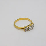 Sterling Silver Gilt Triple Paste Engagement Band Ring Modern c1990 Size P