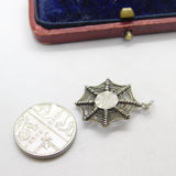 Sterling Silver Spider in her Web Charm Pendant Vintage c1970