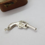 Sterling Silver Revolver Pistol Charm Pendant Vintage c1970
