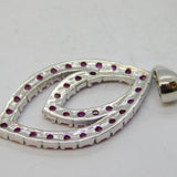 Sterling Silver & Natural Ruby Set Drop Pendant Vintage c1990s