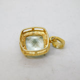 Sterling Silver Gilt, Cushion Cut Citrine Drop Pendant Vintage c1990s