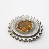 Victorian Sterling Silver & Citrine Sweetheart Brooch Antique c1860 Kitemark