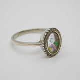 Sterling Silver Multi Colour Crystal Charm Dress Ring Vintage c2000 Size Q