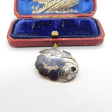 Siam Sterling Silver Niello Enamel Dancing Goddess Brooch Antique c1920