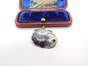 Siam Sterling Silver Niello Enamel Dancing Goddess Brooch Antique c1920