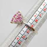 Sterling Silver Pink Topaz & White Sapphire Statement Ring Vintage c1970 Size N