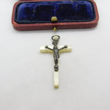 Sterling Silver Mounted Mother of Pearl Corpus Christi Pendant c1930 Antique