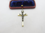 Sterling Silver Mounted Mother of Pearl Corpus Christi Pendant c1930 Antique