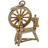 Sterling Silver Spinning Wheel Sewing Charm Pendant Vintage c1970