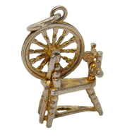 Sterling Silver Spinning Wheel Sewing Charm Pendant Vintage c1970