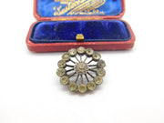 Victorian Sterling Silver & Diamond Paste Set Floral Brooch Antique c1880