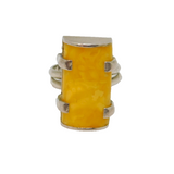 Sterling Silver Butterscotch Baltic Amber Studio Band Ring Modern c1990 Size P