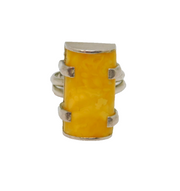 Sterling Silver Butterscotch Baltic Amber Studio Band Ring Modern c1990 Size P