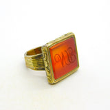 George III 9ct Gold, Carnelian Agate 'VL' Initial Seal Signet Ring Antique c1790