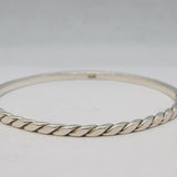 Sterling Silver Modernist Rope Twist Pattern Bangle Bracelet Vintage 1973 London