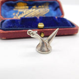 Sterling Silver Abstract Horn Charm Pendant Vintage c1970