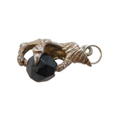 Sterling Silver Onyx in Eagle Claw Charm Pendant Vintage c1970s