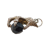 Sterling Silver Onyx in Eagle Claw Charm Pendant Vintage c1970s