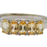 Sterling Silver Five Champagne Topaz Half Eternity Ring Vintage c1970 Size N 1/2