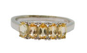 Sterling Silver Five Champagne Topaz Half Eternity Ring Vintage c1970 Size N 1/2