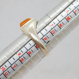 Sterling Silver Baltic Amber Triangle Form Studio Ring Modern c1990 Size P 1/2