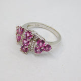 Sterling Silver Pink Topaz & White Sapphire Statement Ring Vintage c1970 Size N