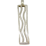 Sterling Silver Wavy Parallel Lines Oblong Drop Pendant Modern c2000s