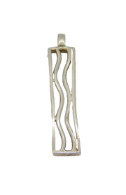 Sterling Silver Wavy Parallel Lines Oblong Drop Pendant Modern c2000s