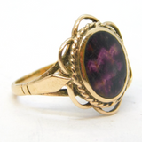 9ct Yellow Gold & Derbyshire Blue John Floral Dress Ring Vintage Sheffield
